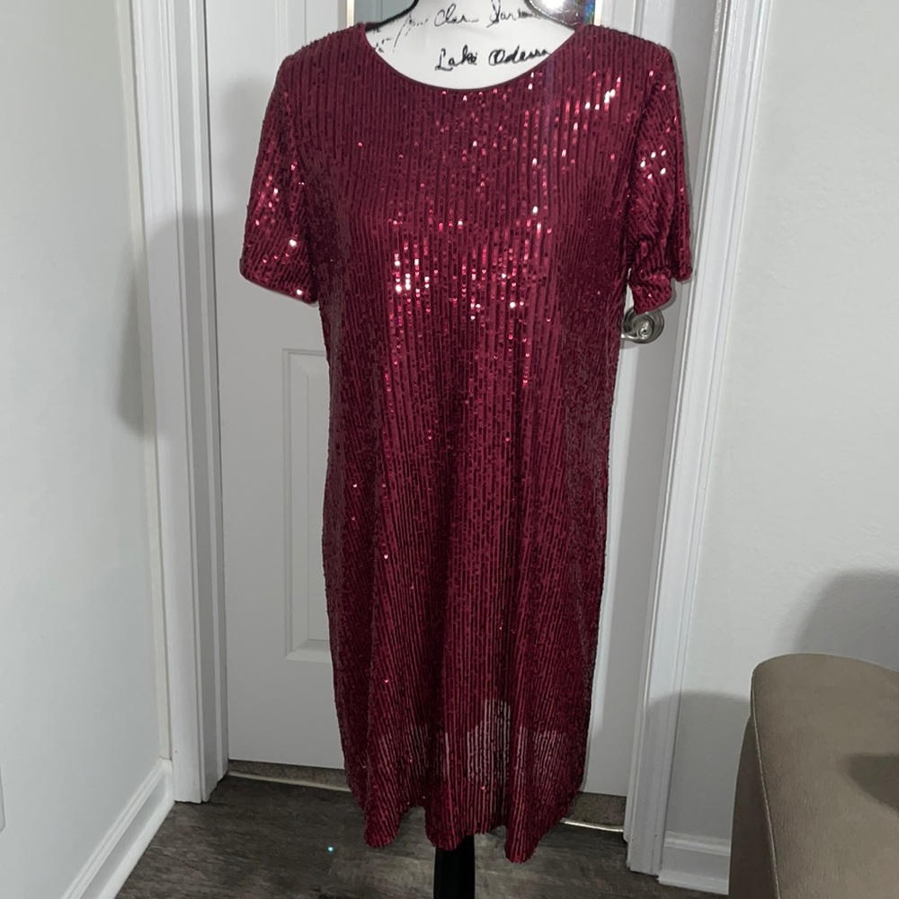 Burgundy sequin dress